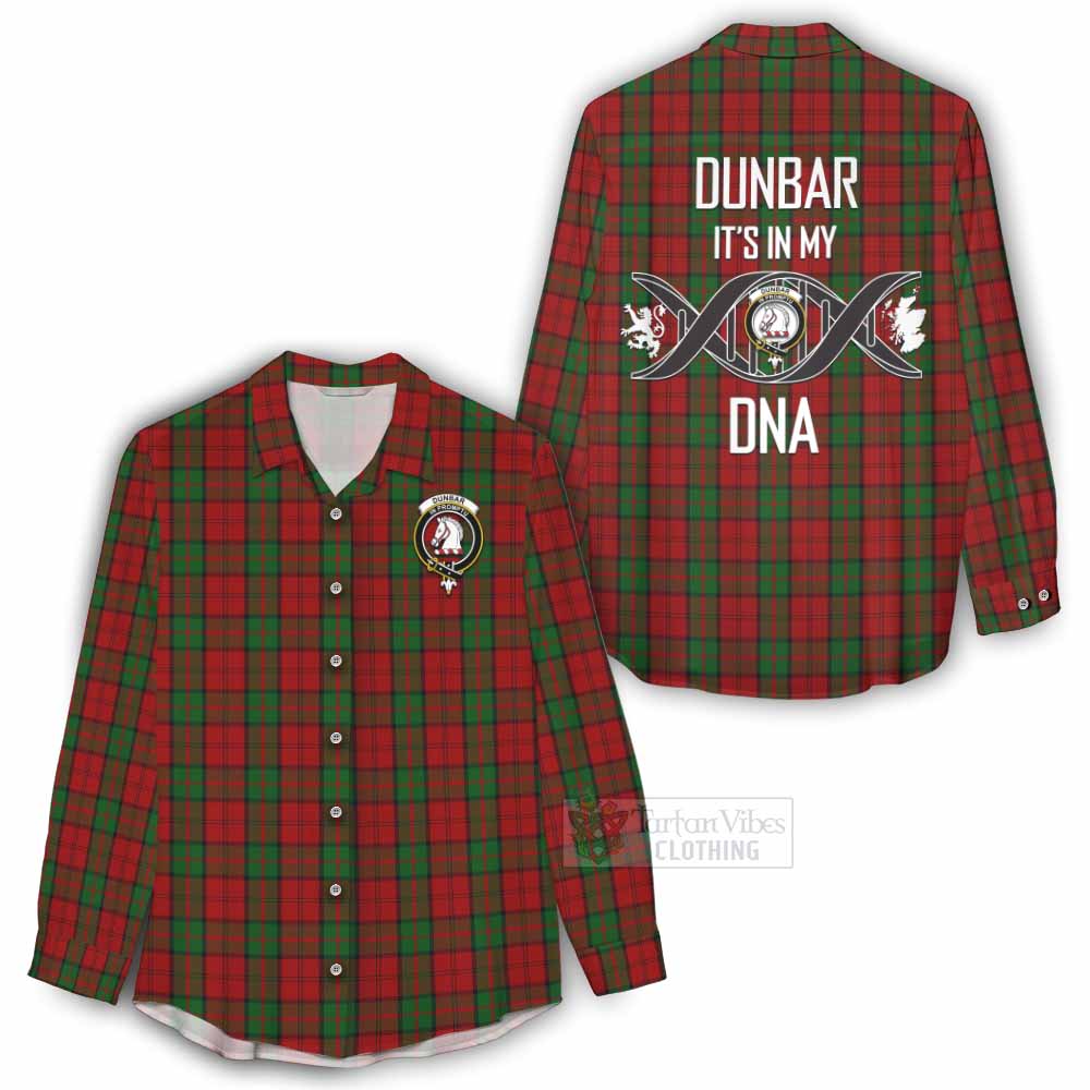 Tartan Vibes Clothing Dunbar Tartan Women's Casual Shirt with Family Crest DNA In Me Style