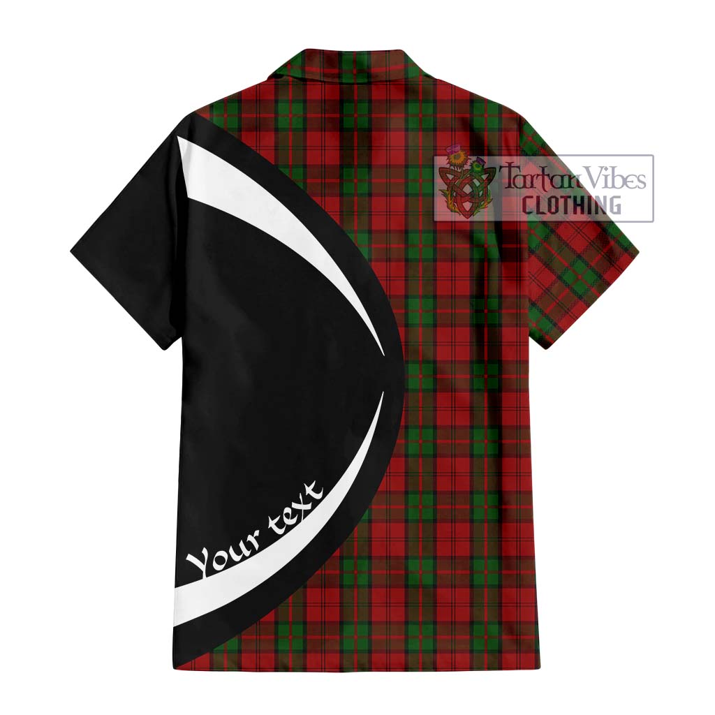 Dunbar Tartan Short Sleeve Button Up with Family Crest Circle Style - Tartan Vibes Clothing