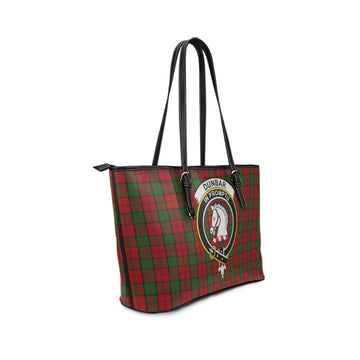 Dunbar Tartan Leather Tote Bag with Family Crest