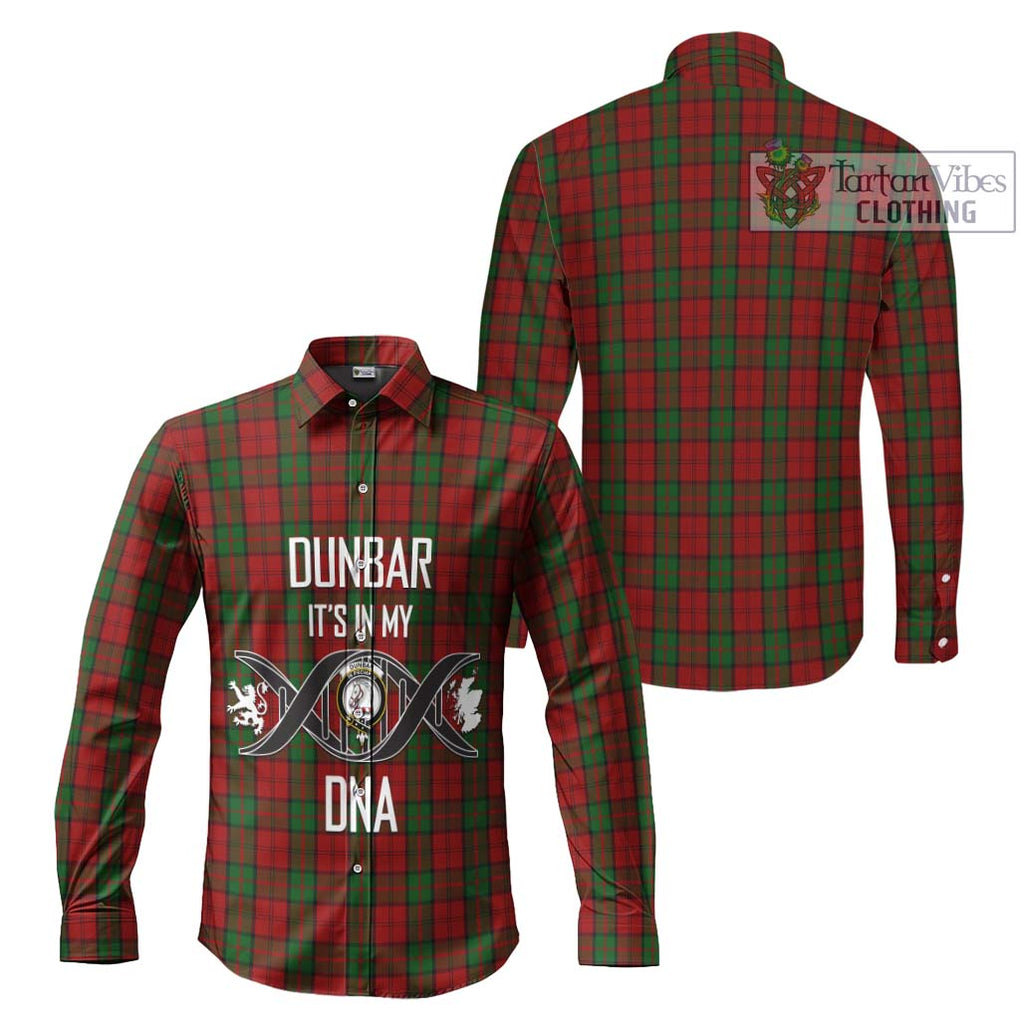 Dunbar Tartan Long Sleeve Button Shirt with Family Crest DNA In Me Style Men's Shirt - Tartanvibesclothing Shop