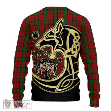 Dunbar Tartan Ugly Sweater with Family Crest Celtic Wolf Style