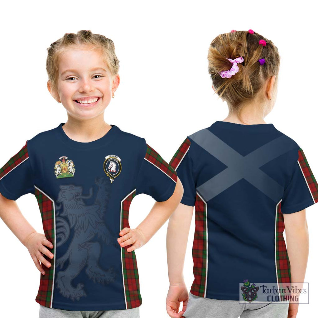 Dunbar Tartan Kid T-Shirt with Family Crest and Lion Rampant Vibes Sport Style - Tartan Vibes Clothing