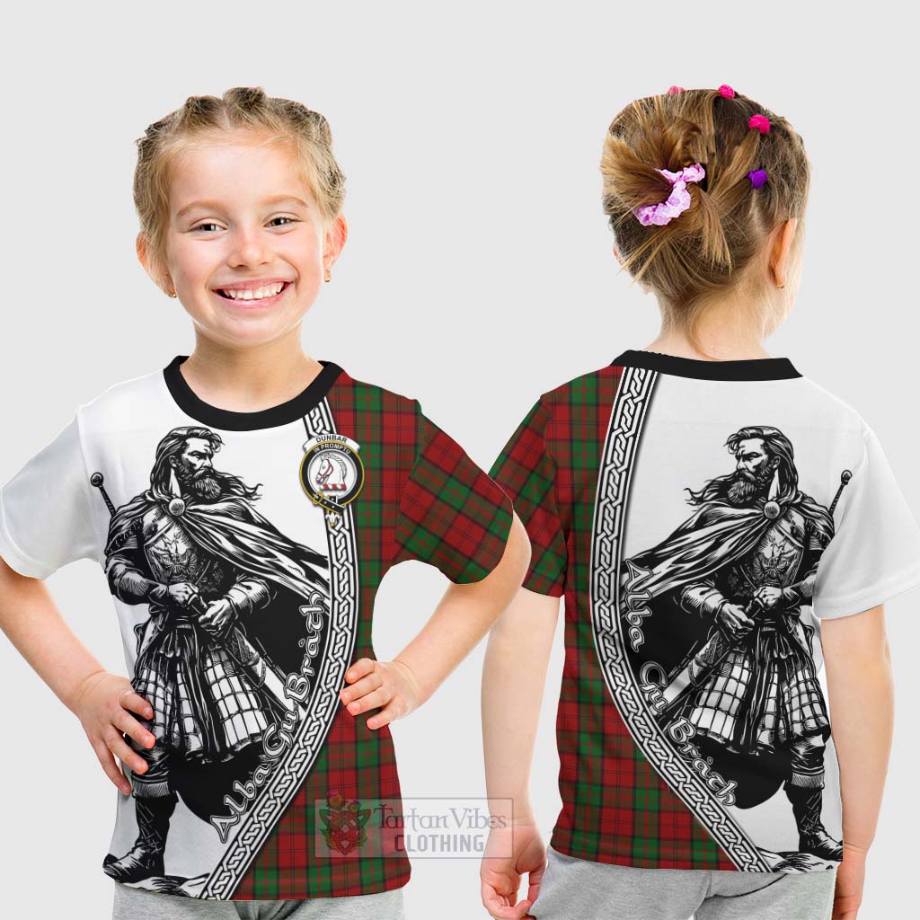 Tartan Vibes Clothing Dunbar Tartan Clan Crest Kid T-Shirt with Highlander Warrior Celtic Style