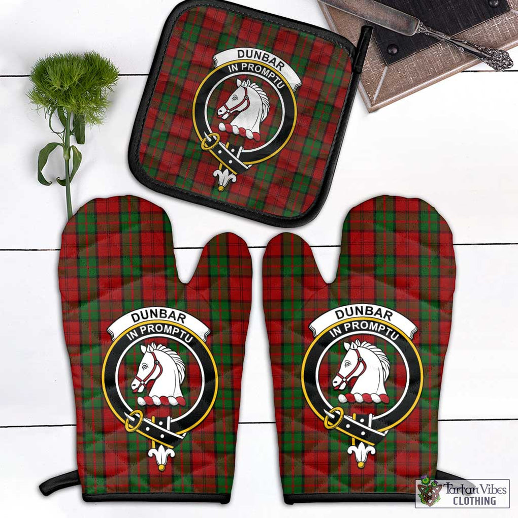 Dunbar Tartan Combo Oven Mitt & Pot-Holder with Family Crest Black - Tartan Vibes Clothing
