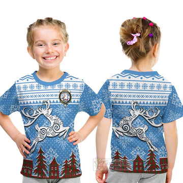 Dunbar Clan Christmas Kid T-Shirt Celtic Reindeer Style