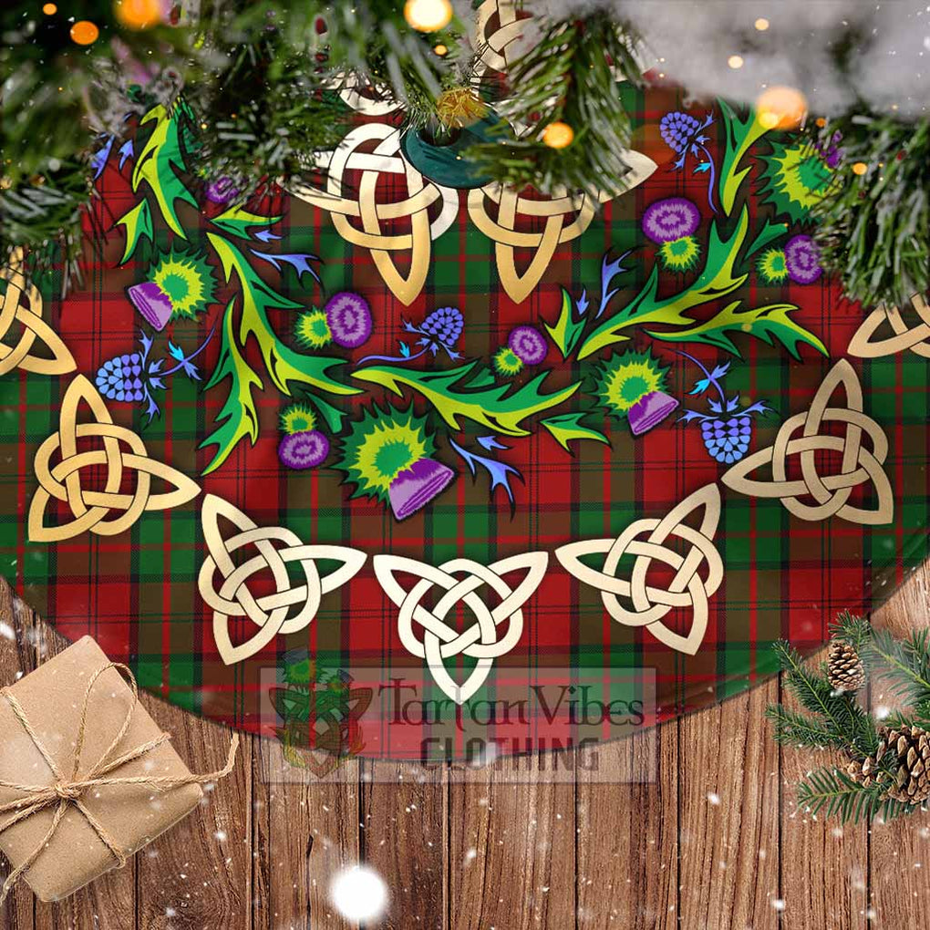 Tartan Vibes Clothing Dunbar Tartan Christmas Tree Skirt with Thistle Celtic Knot Style