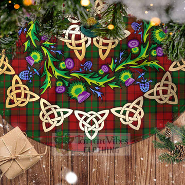 Dunbar Tartan Christmas Tree Skirt with Thistle Celtic Knot Style