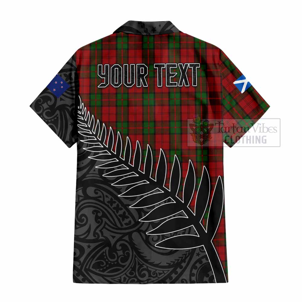 Tartan Vibes Clothing Dunbar Crest Tartan Short Sleeve Button Shirt with New Zealand Silver Fern Half Style