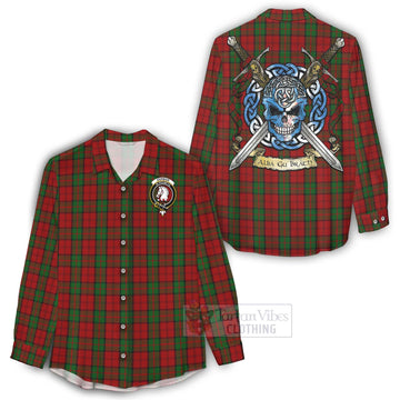 Dunbar Tartan Women's Casual Shirt with Family Crest Celtic Skull Style