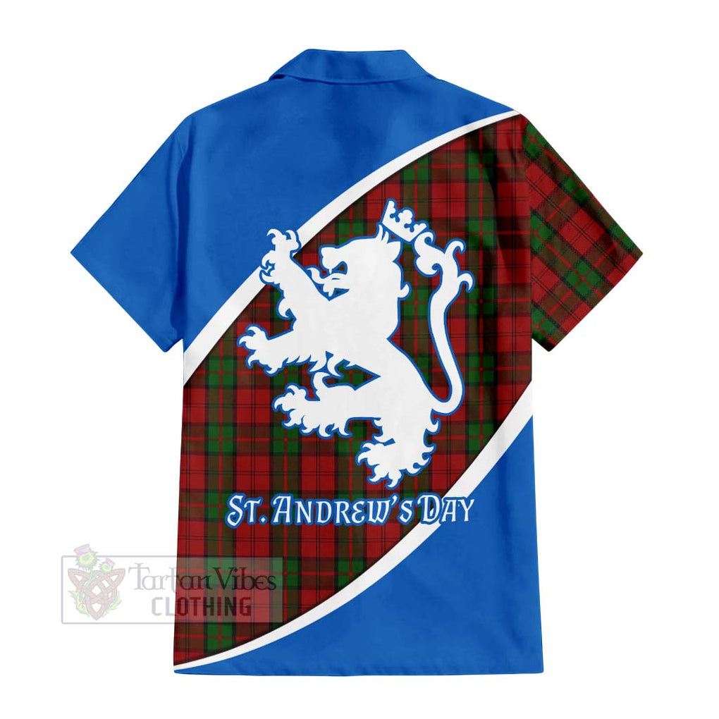 Tartan Vibes Clothing Dunbar Family Crest Tartan Short Sleeve Button Shirt Celebrate Saint Andrew's Day in Style