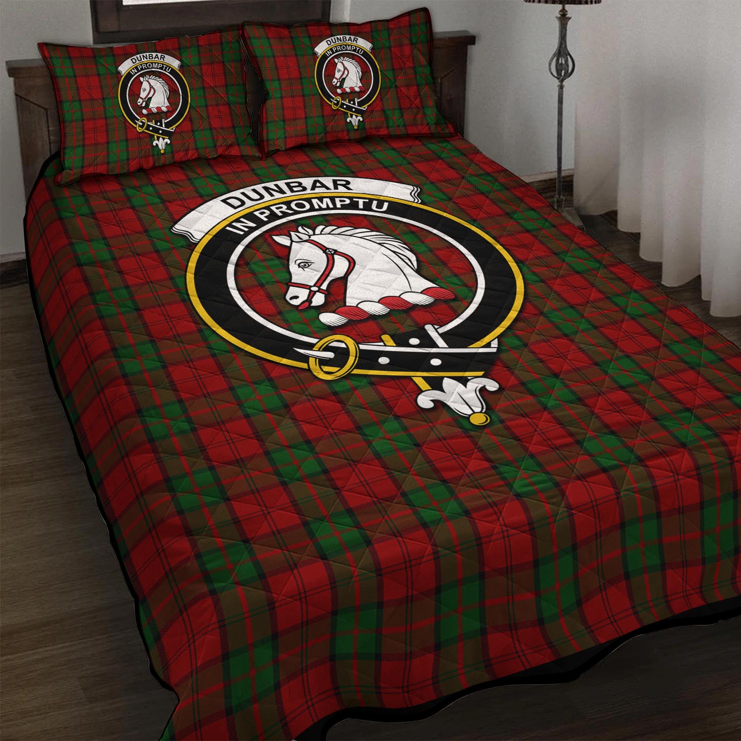 Dunbar Tartan Quilt Bed Set with Family Crest - Tartan Vibes Clothing