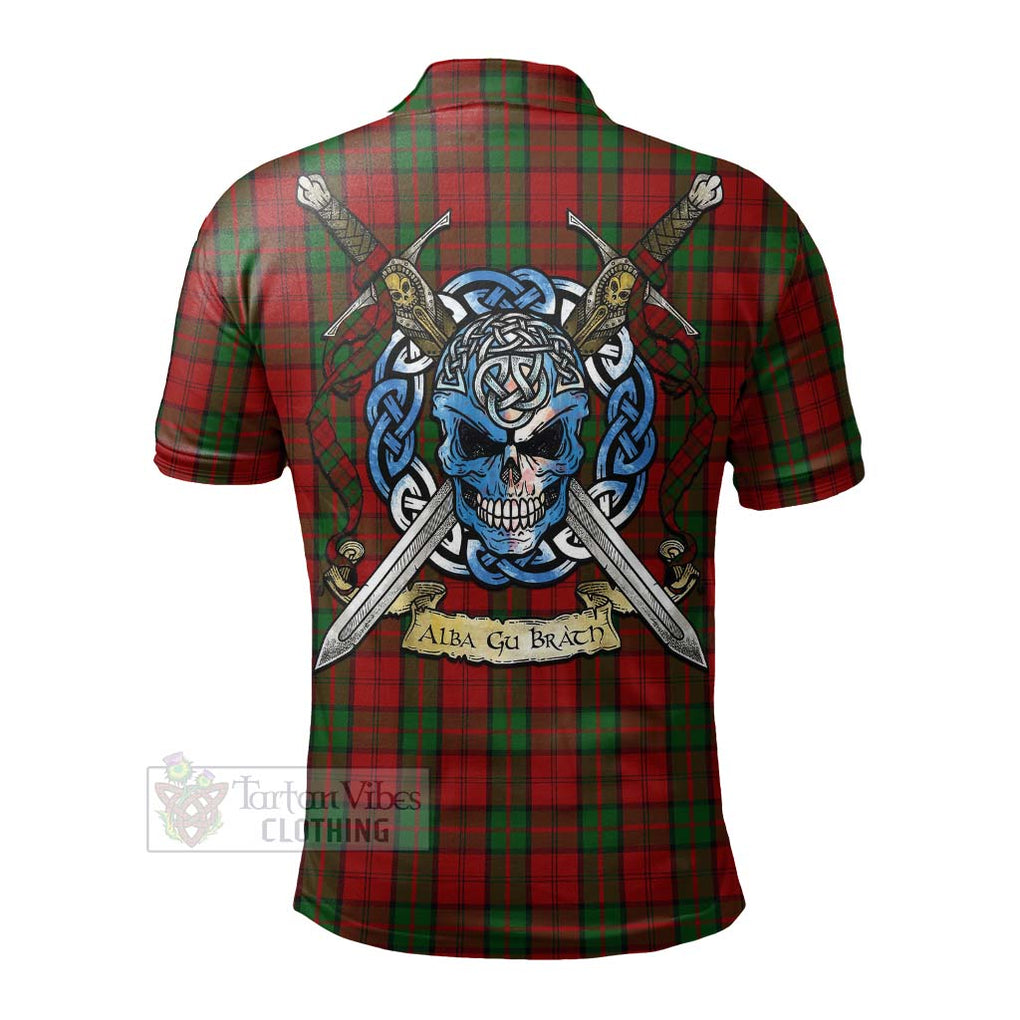 Tartan Vibes Clothing Dunbar Tartan Polo Shirt with Family Crest Celtic Skull Style