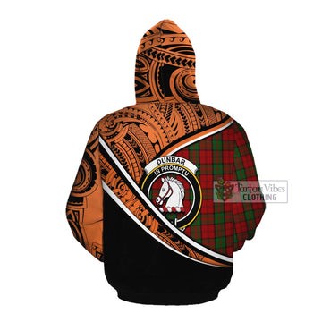 Dunbar Crest Tartan Cotton Hoodie with Polynesian Vibes Style - Orange Version