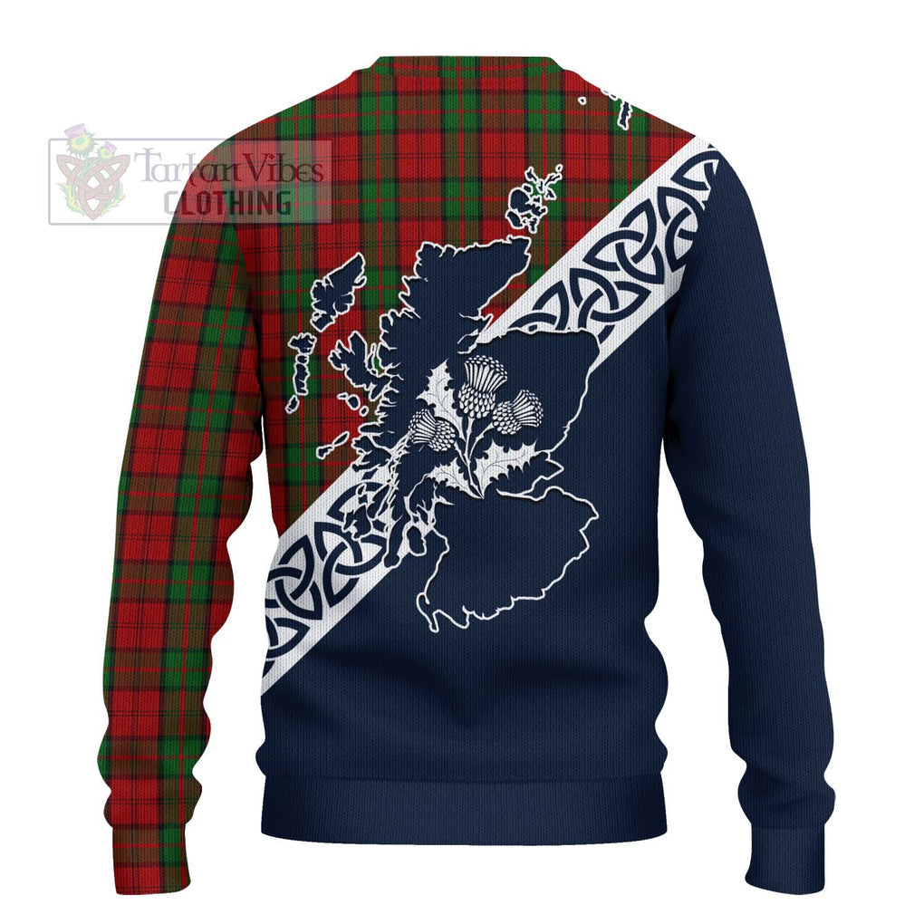 Tartan Vibes Clothing Dunbar Tartan Knitted Sweater Featuring Thistle and Scotland Map