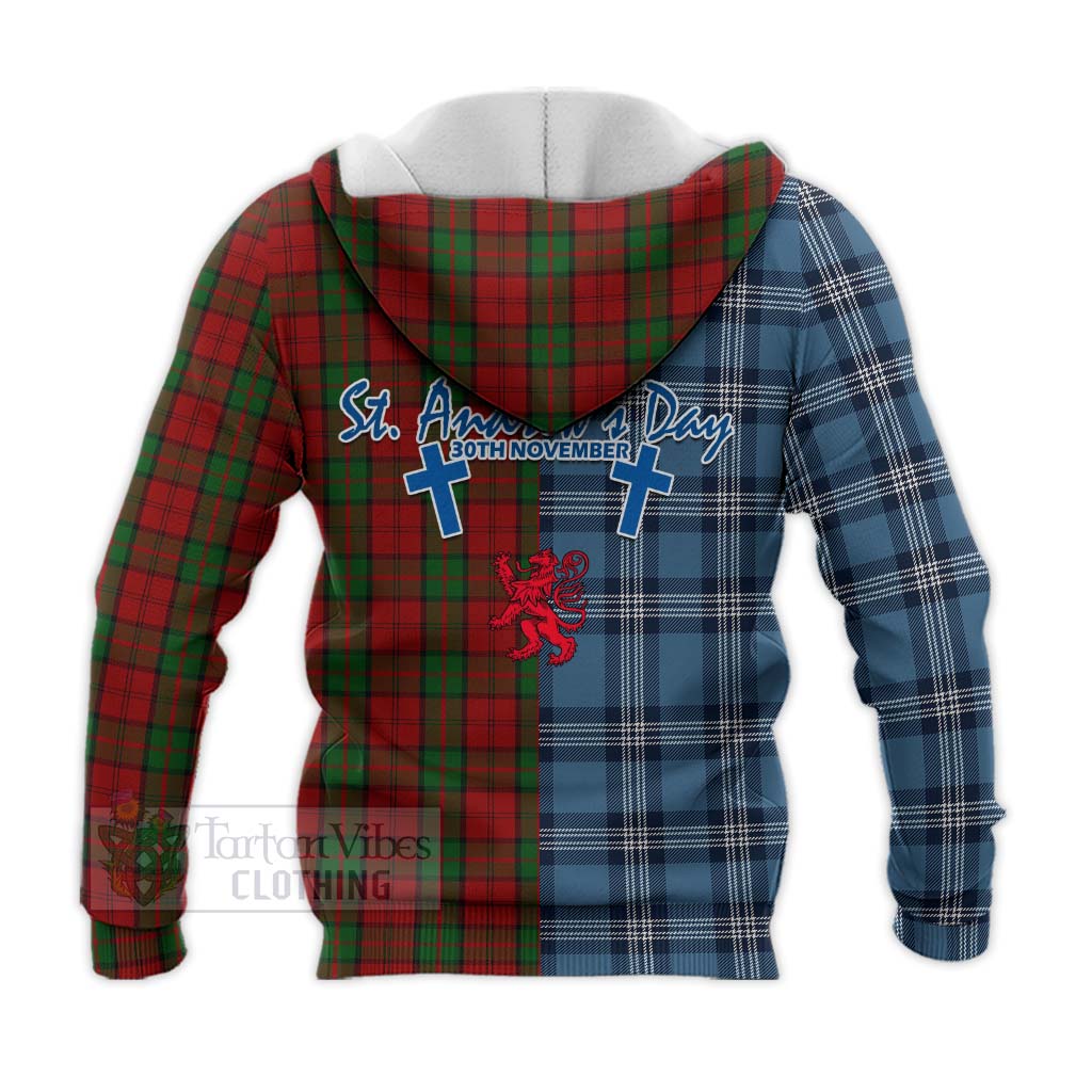 Tartan Vibes Clothing Dunbar Tartan Knitted Hoodie Happy St. Andrew's Day Half Tartan Style