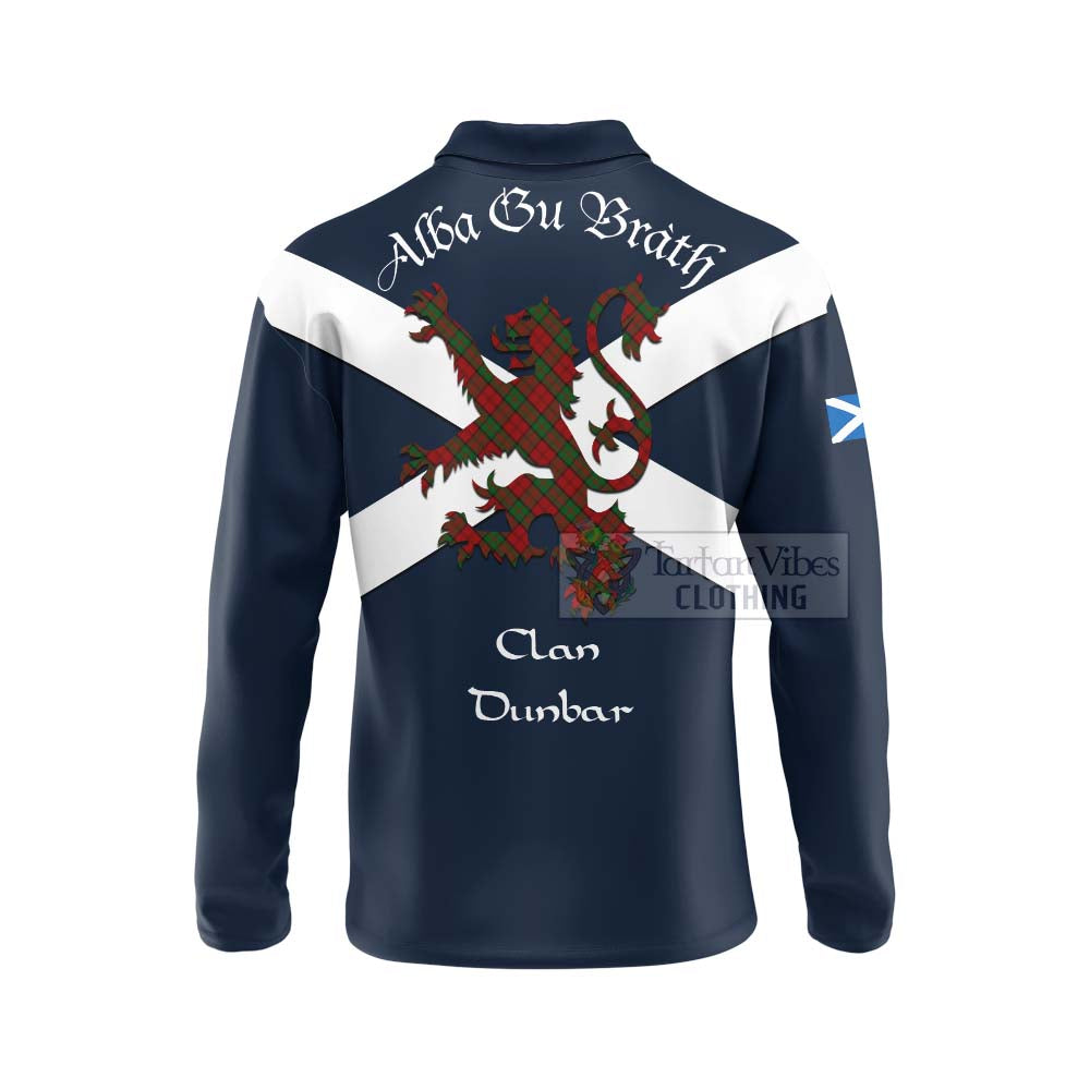 Tartan Vibes Clothing Dunbar Tartan Lion Rampant Long Sleeve Polo Shirt – Proudly Display Your Heritage with Alba Gu Brath and Clan Name