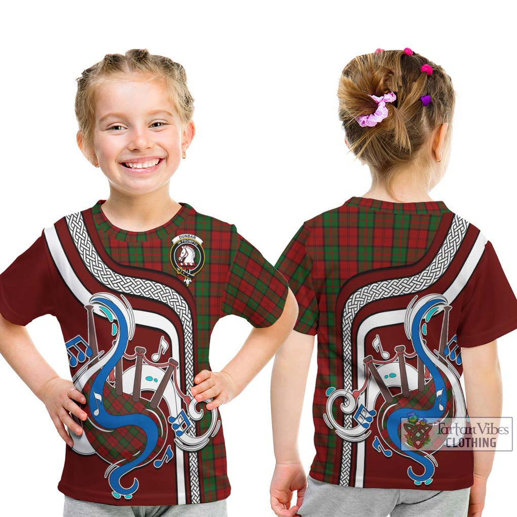 Tartan Vibes Clothing Dunbar Tartan Kid T-Shirt with Epic Bagpipe Style