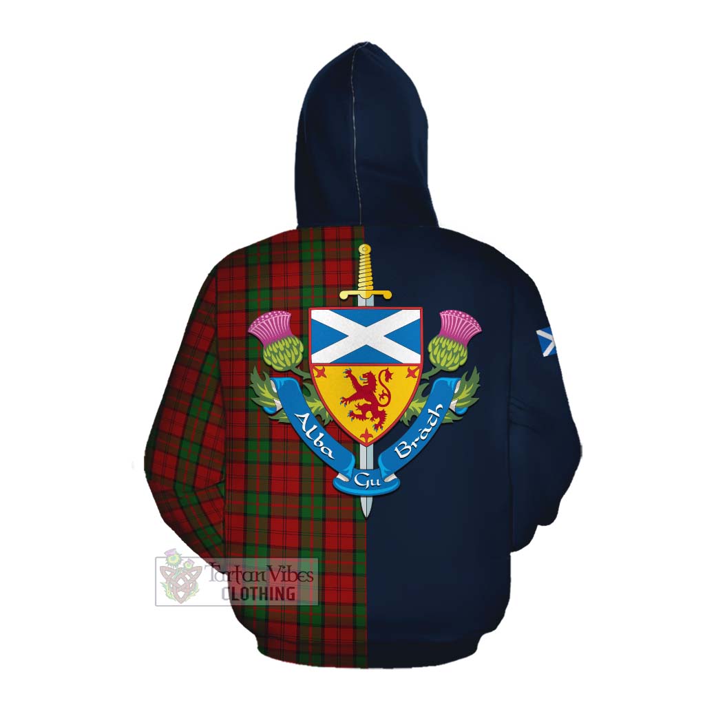 Tartan Vibes Clothing Dunbar Tartan Cotton Hoodie Alba with Scottish Lion Royal Arm Half Style