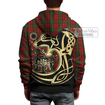 Dunbar Tartan Hoodie with Family Crest Celtic Wolf Style