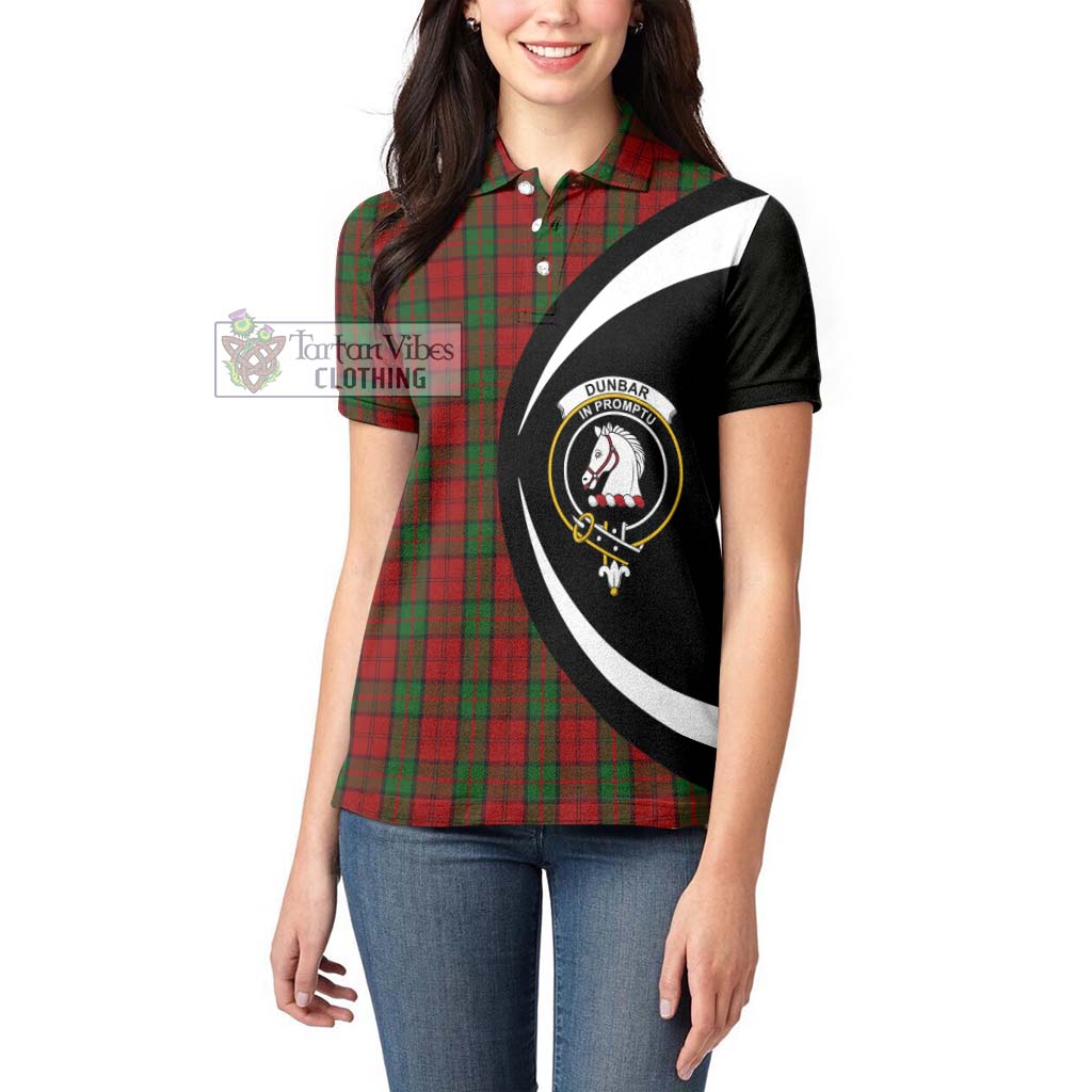 Dunbar Tartan Women's Polo Shirt with Family Crest Circle Style - Tartan Vibes Clothing