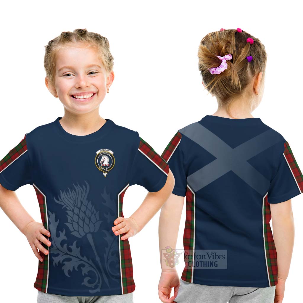 Tartan Vibes Clothing Dunbar Tartan Kid T-Shirt with Family Crest and Scottish Thistle Vibes Sport Style