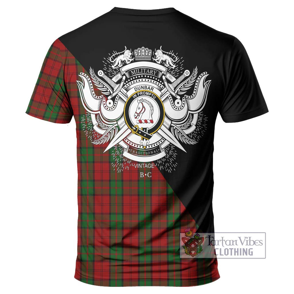 Dunbar Tartan T-Shirt with Family Crest and Military Logo Style - Tartanvibesclothing Shop