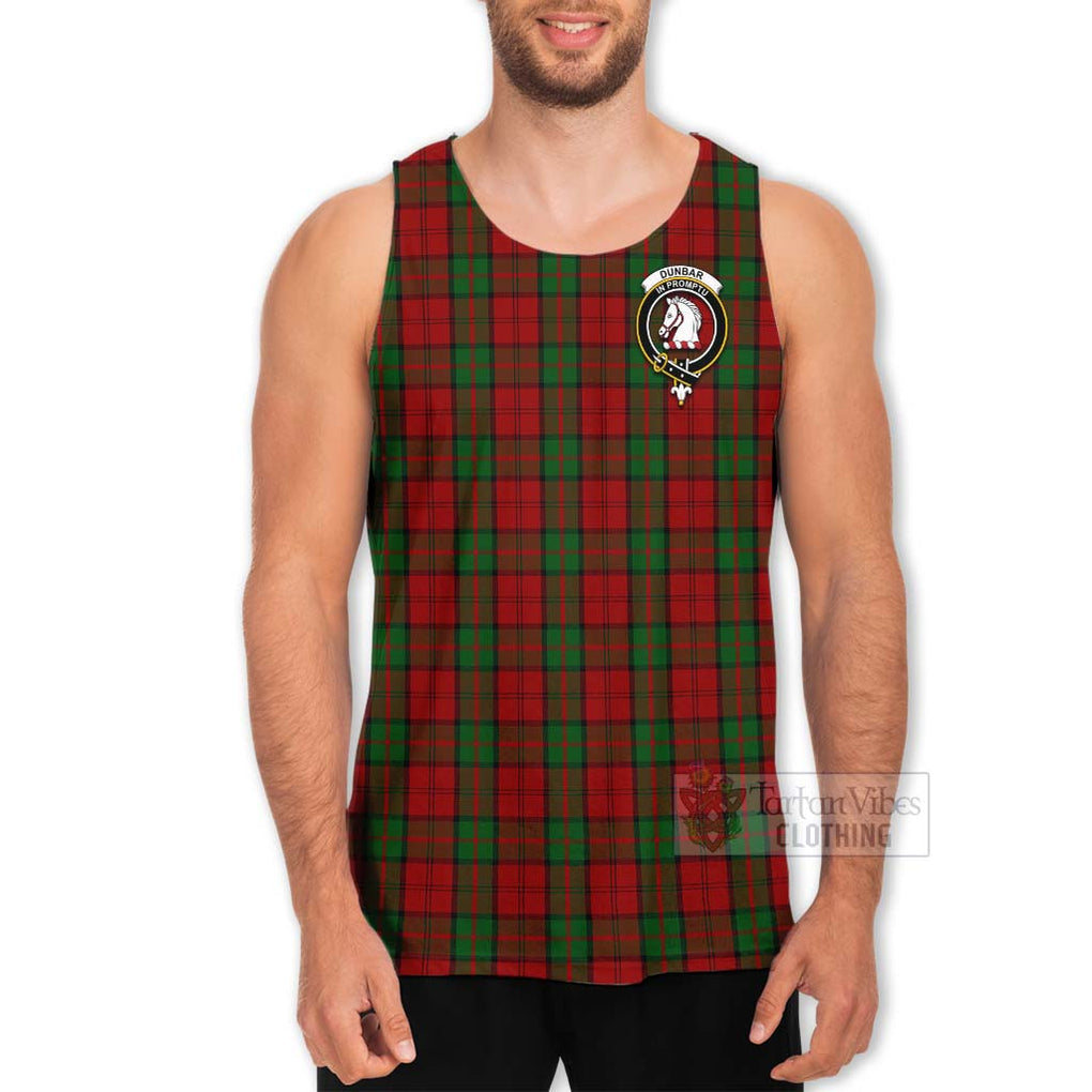 Tartan Vibes Clothing Dunbar Tartan Men's Tank Top with Family Crest and Bearded Skull Holding Bottles of Whiskey