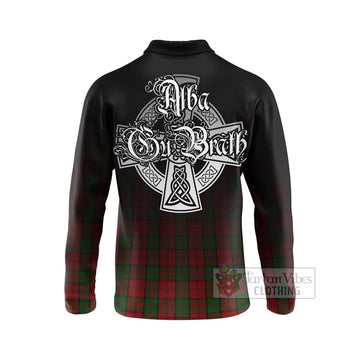 Dunbar Tartan Long Sleeve Polo Shirt Featuring Alba Gu Brath Family Crest Celtic Inspired