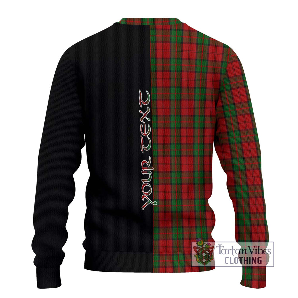 Dunbar Tartan Knitted Sweater with Family Crest and Half Of Me Style - Tartanvibesclothing Shop