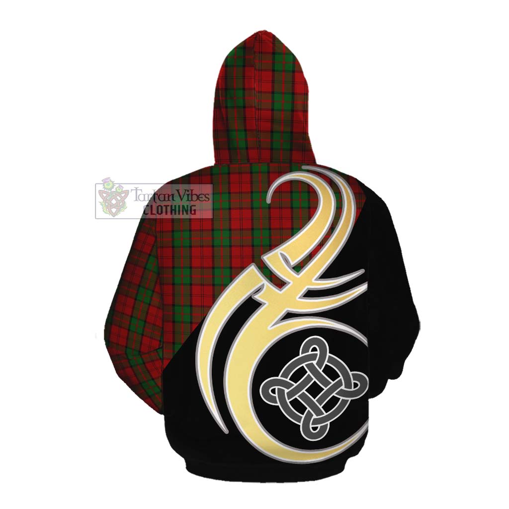 Tartan Vibes Clothing Dunbar Tartan Cotton Hoodie with Family Crest and Celtic Symbol Style