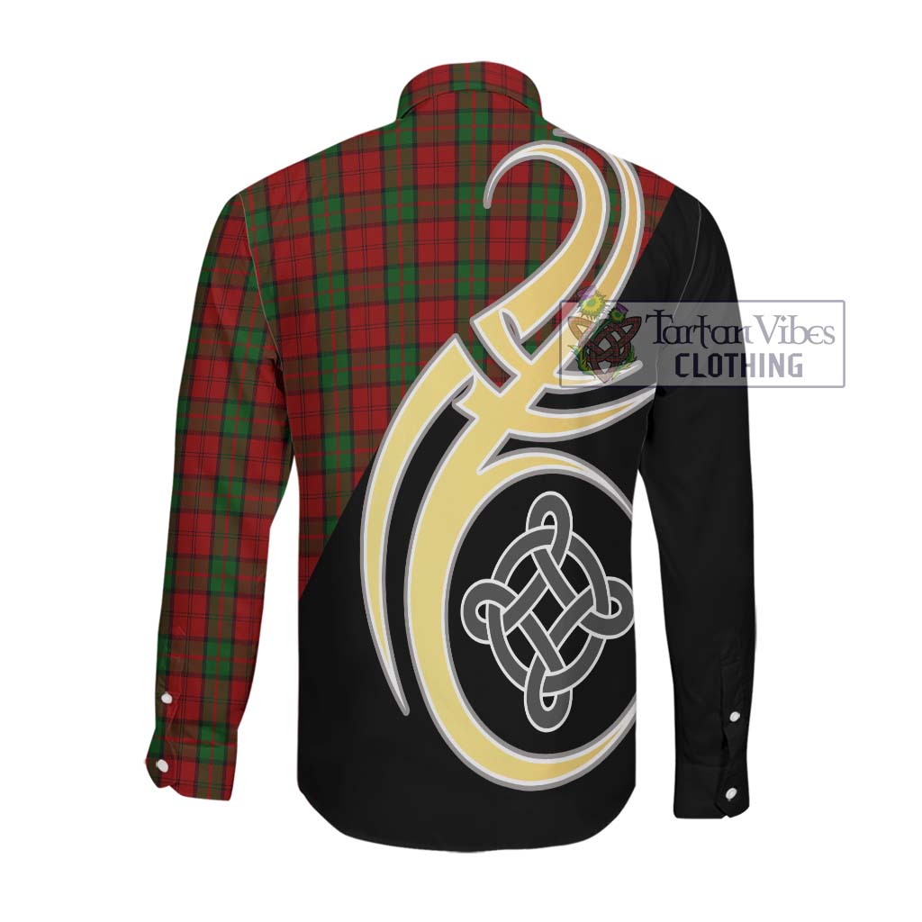 Dunbar Tartan Long Sleeve Button Shirt with Family Crest and Celtic Symbol Style Men's Shirt - Tartan Vibes Clothing