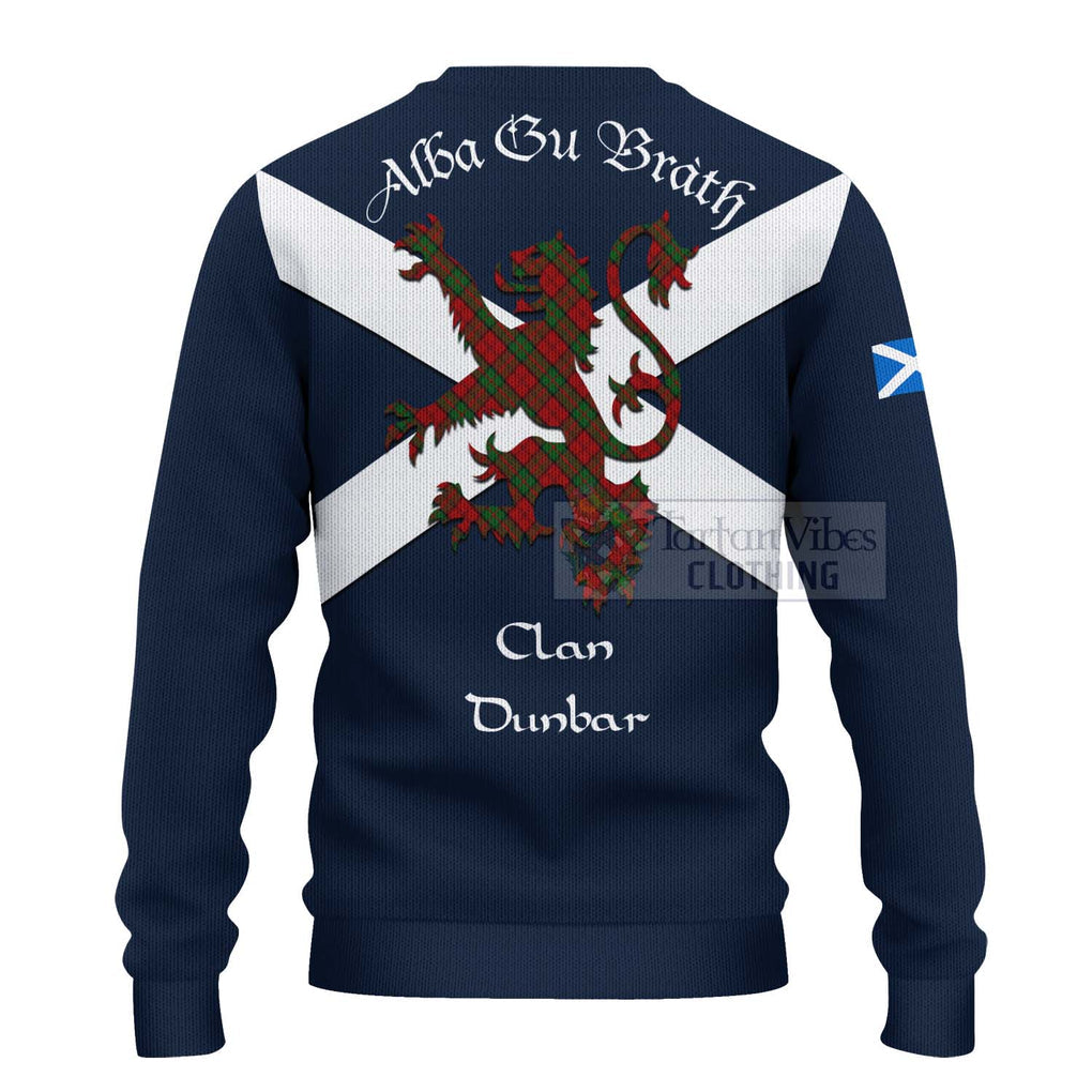 Tartan Vibes Clothing Dunbar Tartan Lion Rampant Knitted Sweater – Proudly Display Your Heritage with Alba Gu Brath and Clan Name