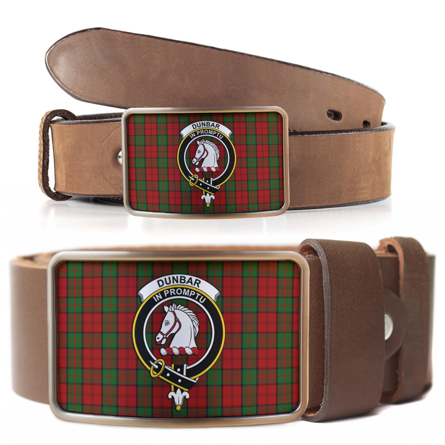 Dunbar Tartan Belt Buckles with Family Crest - Tartan Vibes Clothing