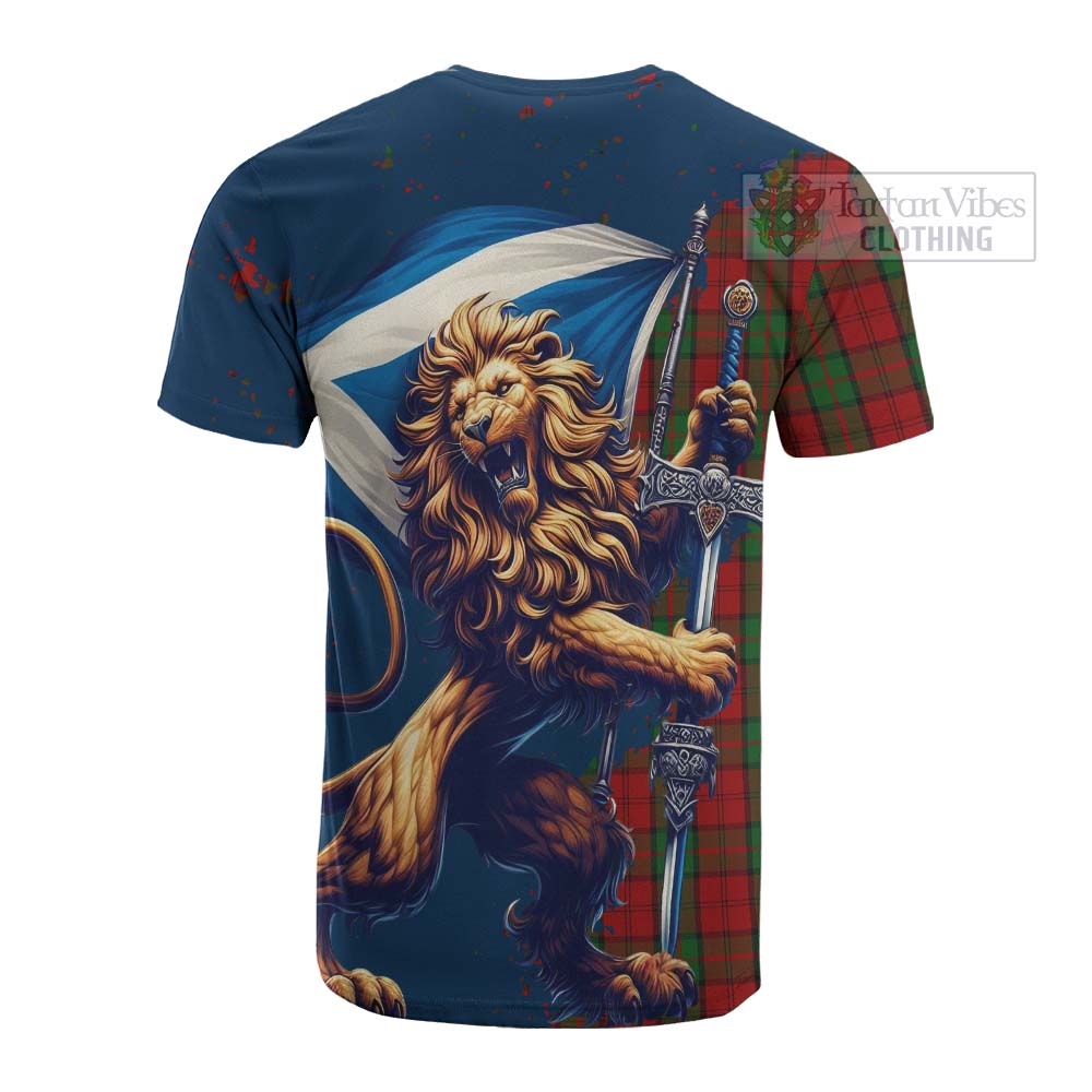 Tartan Vibes Clothing Dunbar Tartan Family Crest Cotton T-shirt with Scottish Majestic Lion