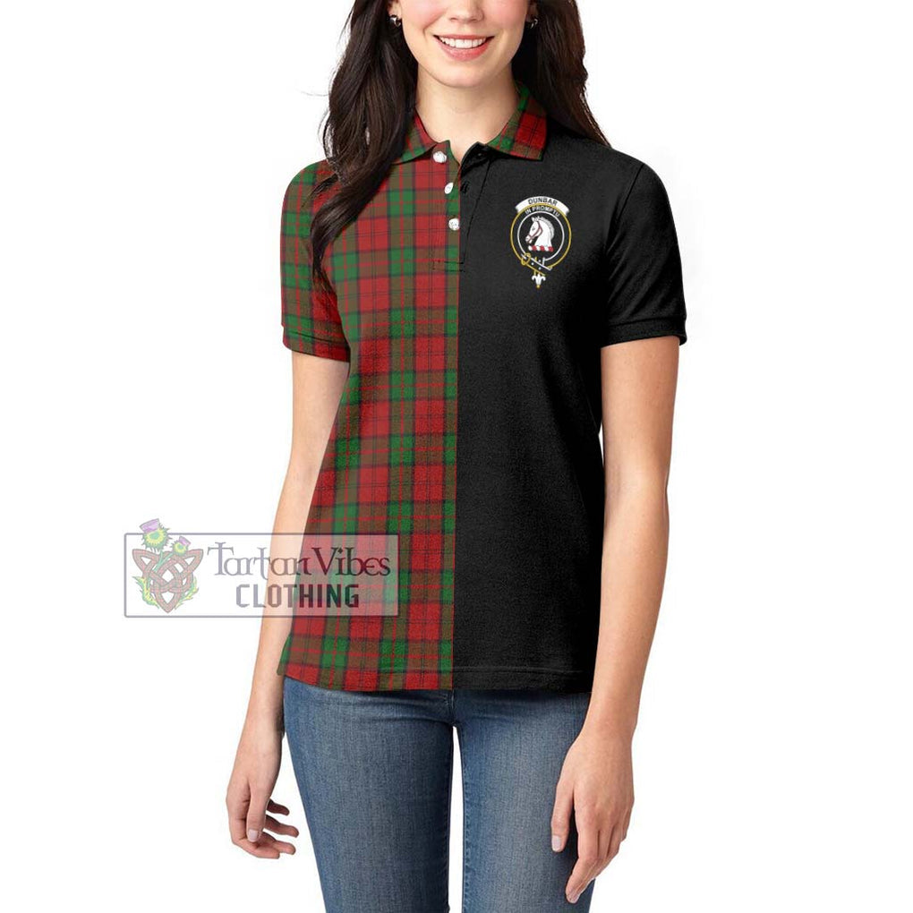 Dunbar Tartan Women's Polo Shirt with Family Crest and Half Of Me Style - Tartanvibesclothing Shop