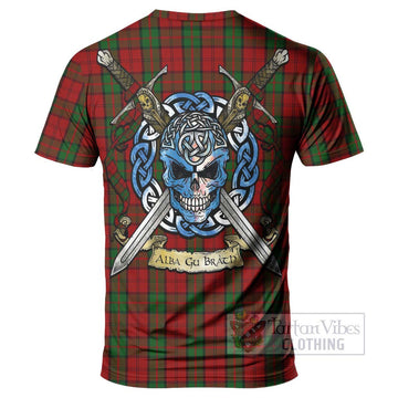 Dunbar Tartan T-Shirt with Family Crest Celtic Skull Style