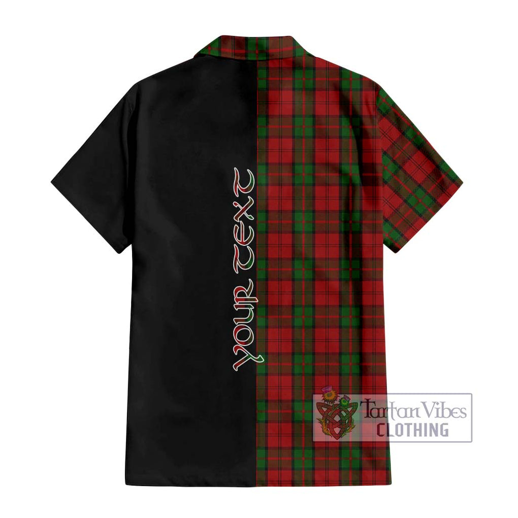 Dunbar Tartan Short Sleeve Button Shirt with Family Crest and Half Of Me Style - Tartanvibesclothing Shop