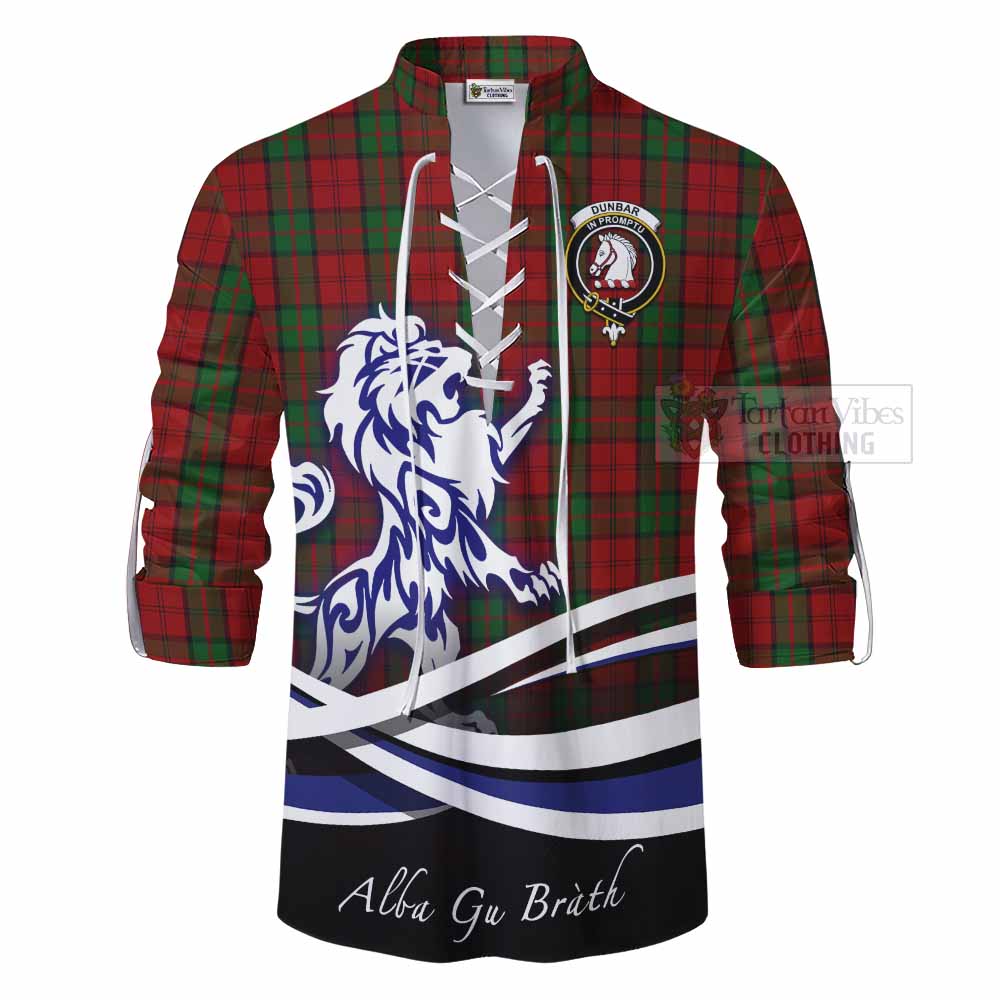 Tartan Vibes Clothing Dunbar Tartan Ghillie Kilt Shirt with Alba Gu Brath Regal Lion Emblem