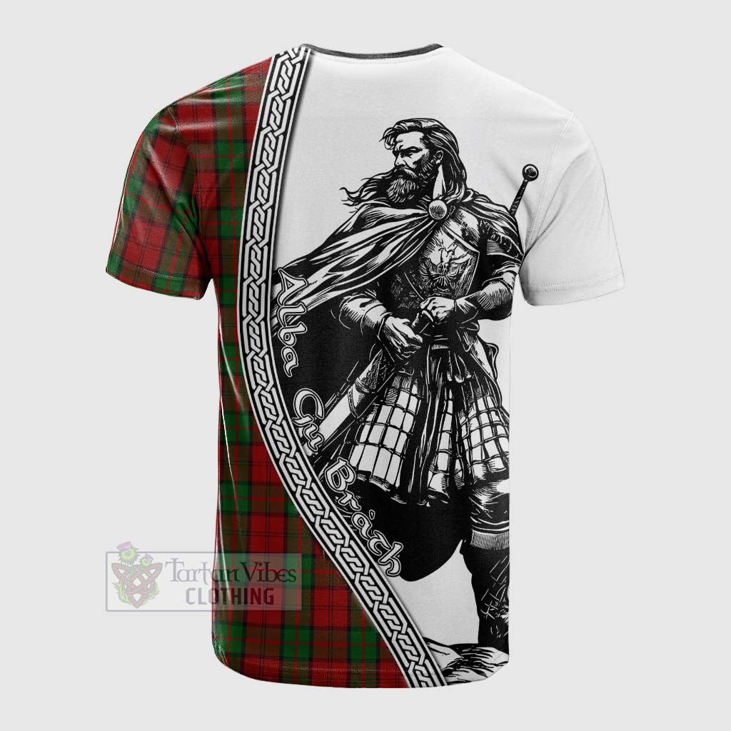 Tartan Vibes Clothing Dunbar Tartan Clan Crest Cotton T-shirt with Highlander Warrior Celtic Style