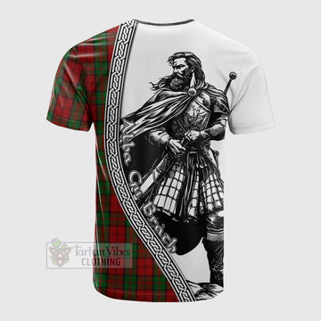 Dunbar Tartan Clan Crest Cotton T-shirt with Highlander Warrior Celtic Style