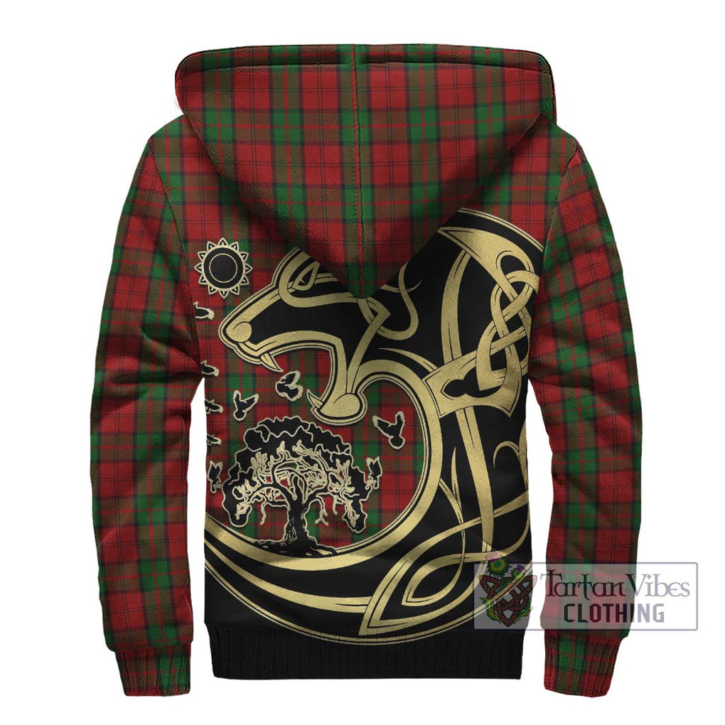 Dunbar Tartan Sherpa Hoodie with Family Crest Celtic Wolf Style - Tartan Vibes Clothing