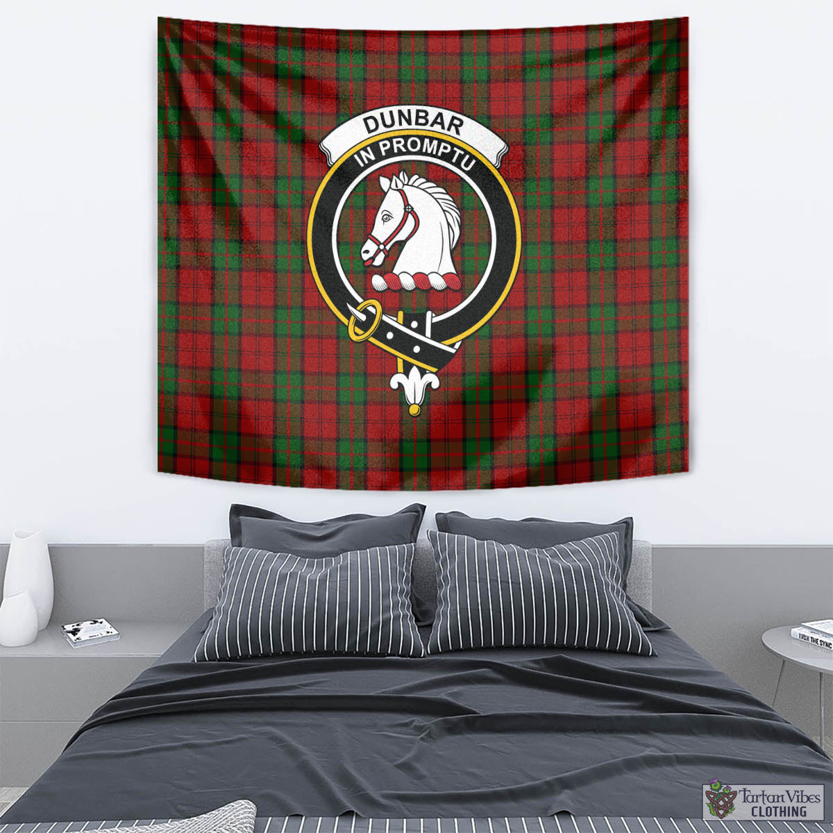 Tartan Vibes Clothing Dunbar Tartan Tapestry Wall Hanging and Home Decor for Room with Family Crest