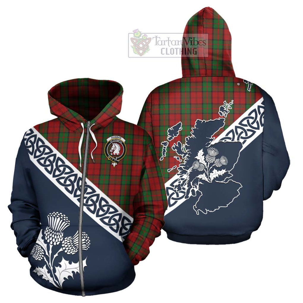 Tartan Vibes Clothing Dunbar Tartan Hoodie Featuring Thistle and Scotland Map