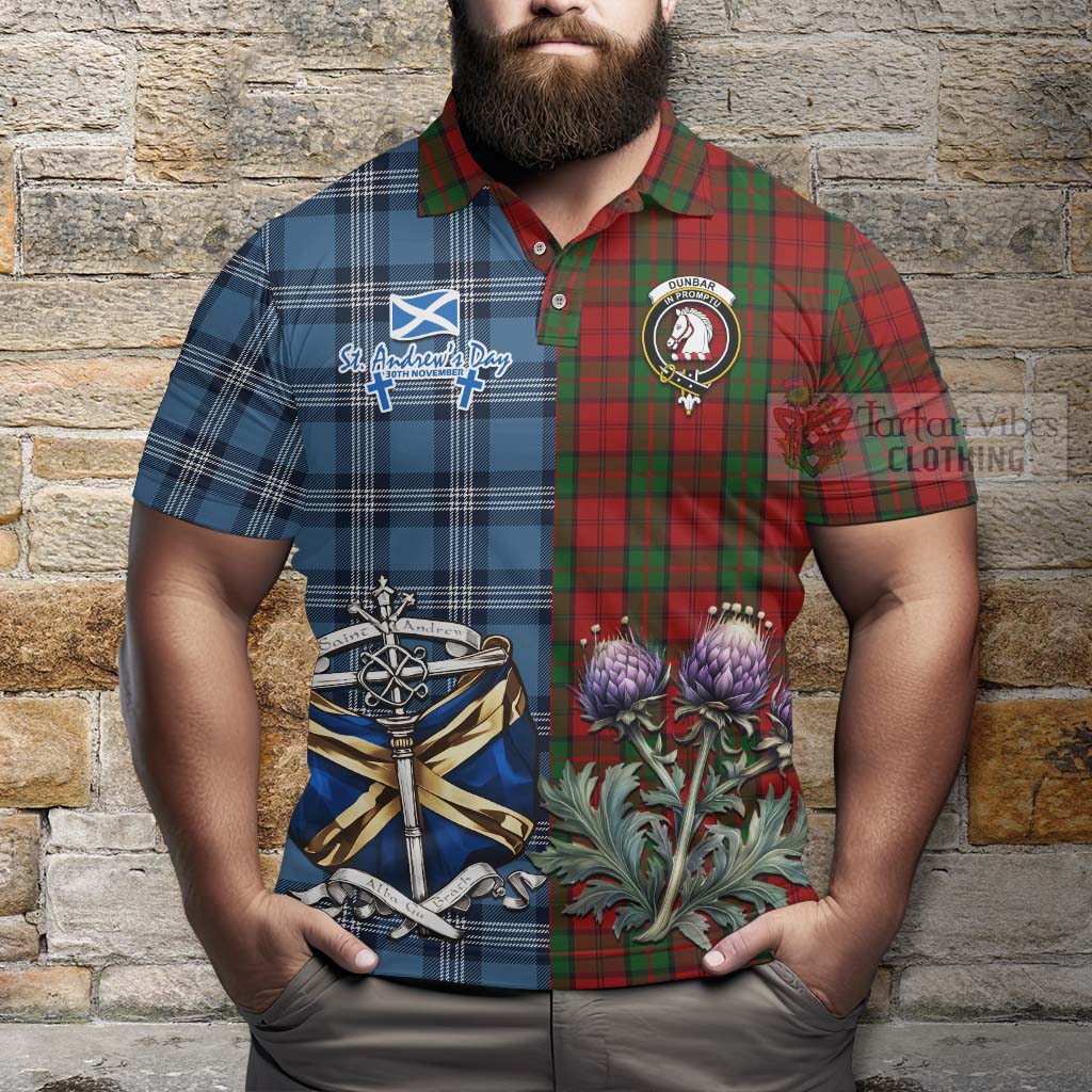 Tartan Vibes Clothing Dunbar Tartan Polo Shirt Happy St. Andrew's Day Half Tartan Style