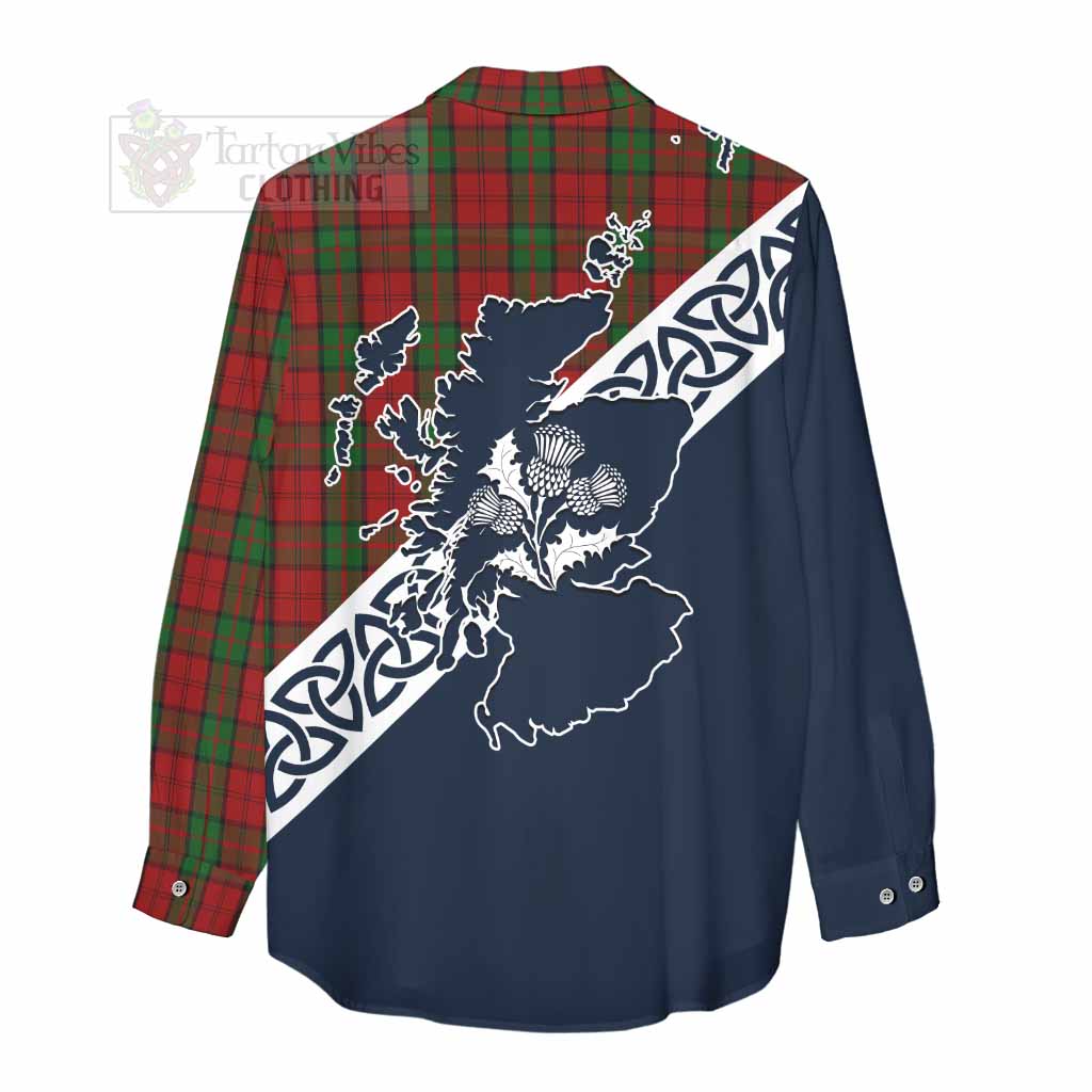 Tartan Vibes Clothing Dunbar Tartan Women's Casual Shirt Featuring Thistle and Scotland Map