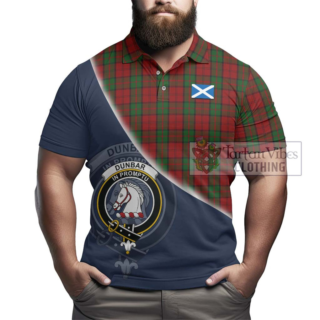 Dunbar Tartan Polo Shirt with Personalised National Flag and Family Crest Half Style - Tartanvibesclothing Shop