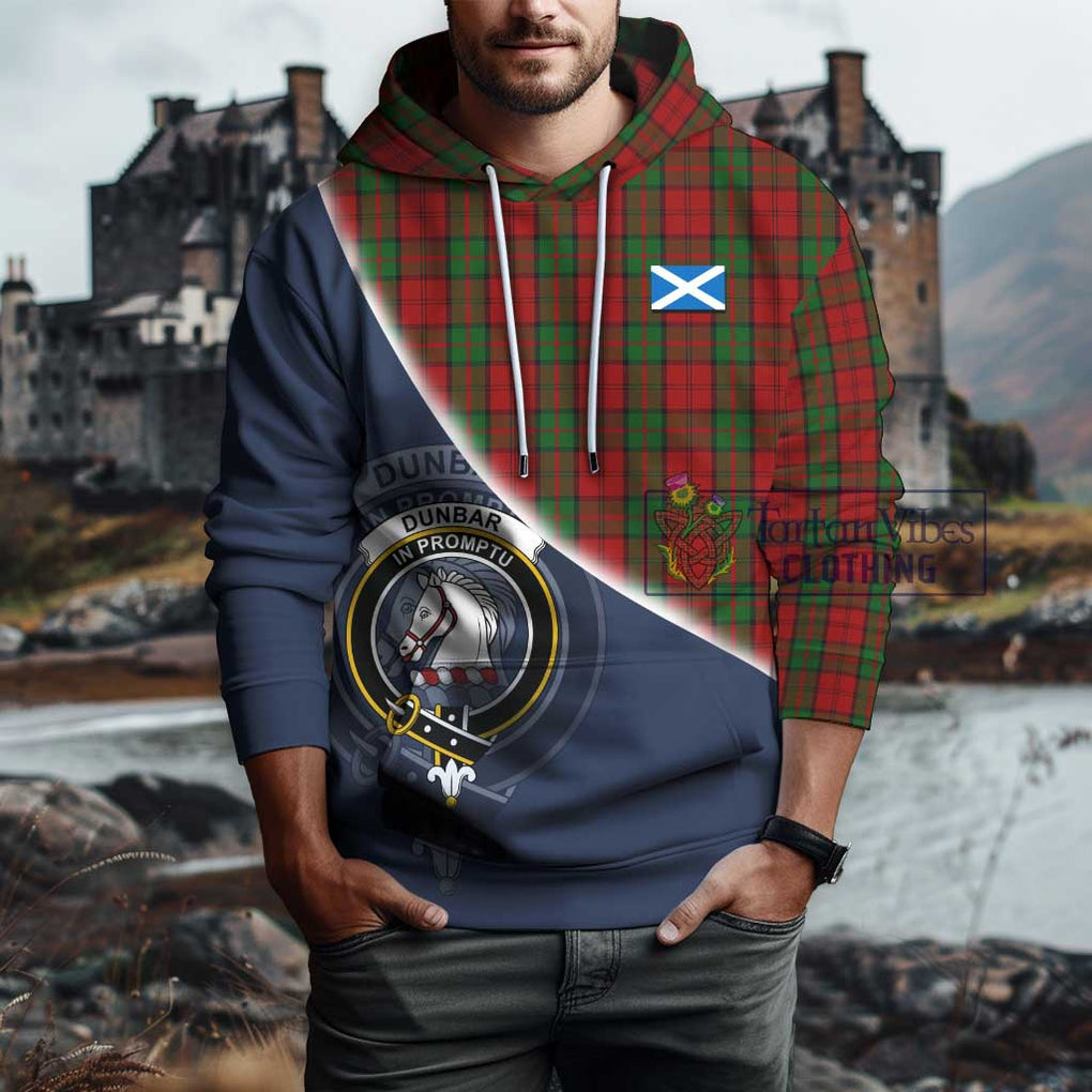 Dunbar Tartan Hoodie with Personalised National Flag and Family Crest Half Style - Tartanvibesclothing Shop