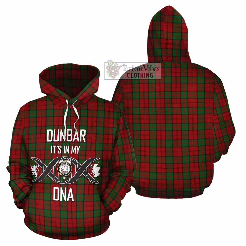 Tartan Vibes Clothing Dunbar Tartan Cotton Hoodie with Family Crest DNA In Me Style