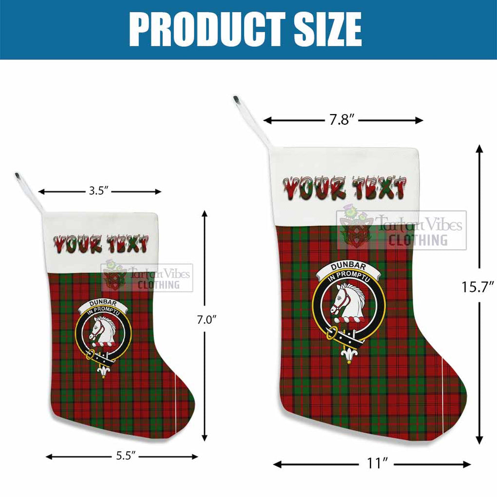 Tartan Vibes Clothing Dunbar Tartan Family Crest Christmas Stocking with Personalized Text