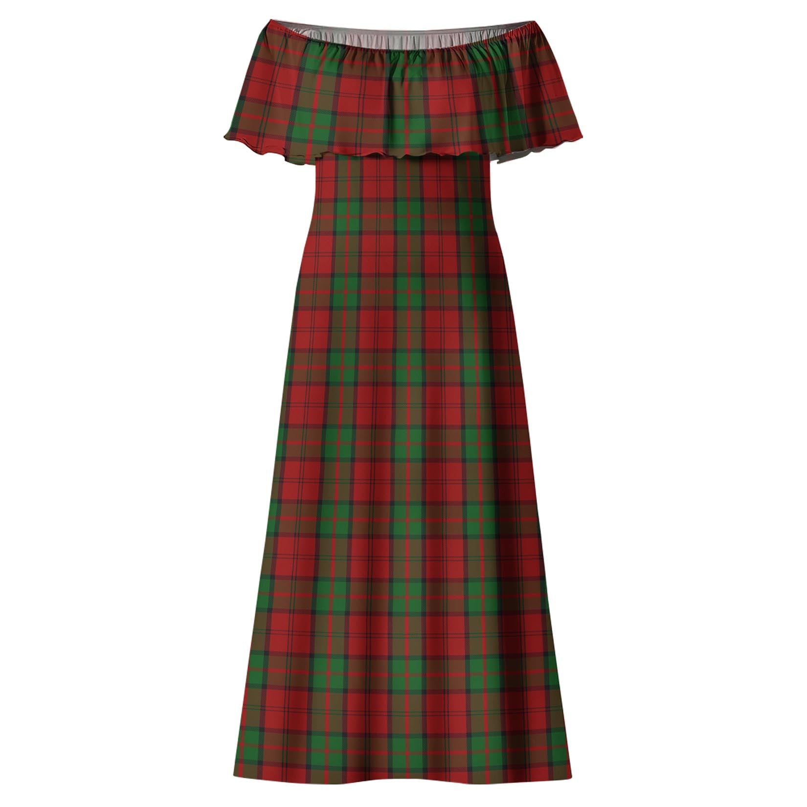 Dunbar Tartan Off Shoulder Long Dress - Tartanvibesclothing